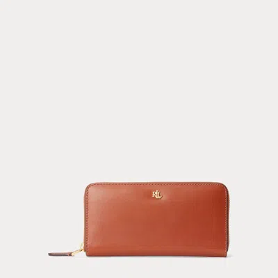 Ralph Lauren Leather Continental Wallet In Lauren Tan In Brown