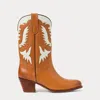 Polo Ralph Lauren Leather Cowboy Boot In Cuoio/cream