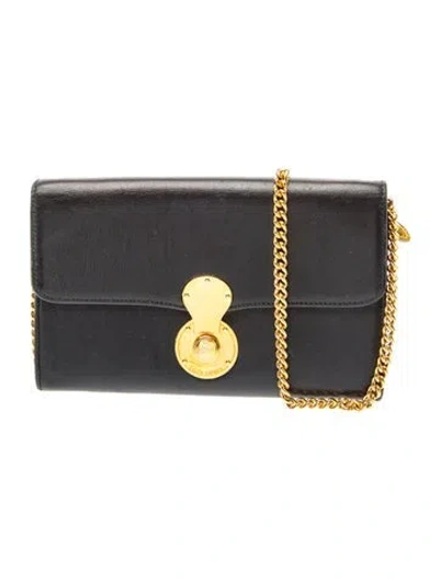 Pre-owned Ralph Lauren Leather Crossbody Bag In Black