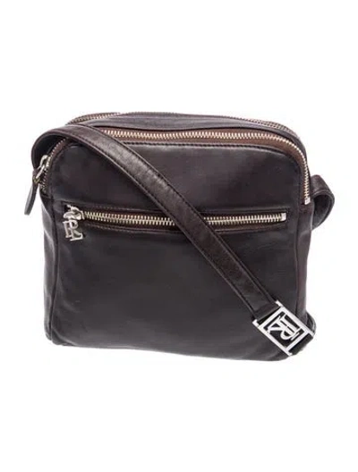 Pre-owned Ralph Lauren Leather Crossbody Bag In Black