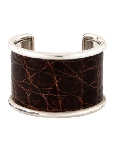Pre-owned Ralph Lauren Leather Cuff Bracelet, 6.25" In Brown