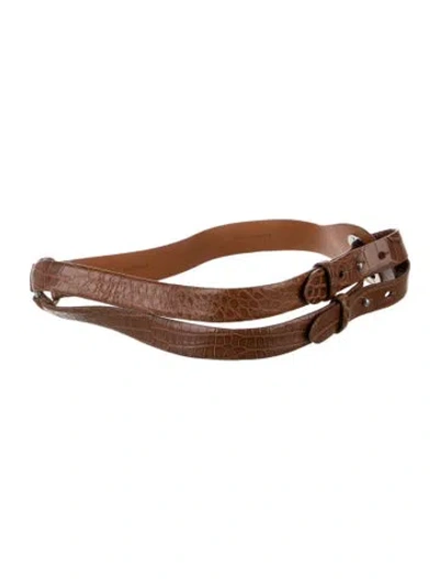 Pre-owned Ralph Lauren Leather Cutout Accent Belt In Brown
