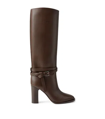 Ralph Lauren Leather Donnely Knee-high Boots 90 In Brown