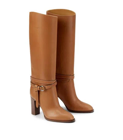 Ralph Lauren Leather Donnely Knee-high Boots 90 In Gold