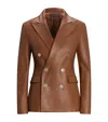 Ralph Lauren Camden Leather Double-breasted Jacket In Brown