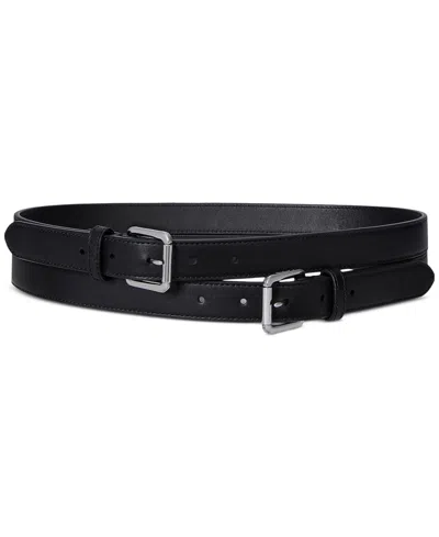 Ralph Lauren Leather Double-buckle Stacked Belt
