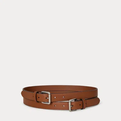Ralph Lauren Leather Double-buckle Stacked Wide Belt