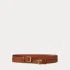 Ralph Lauren Leather Double-buckle Stacked Wide Belt In Brown