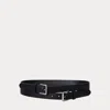 Ralph Lauren Leather Double-buckle Stacked Wide Belt In Black/palladium