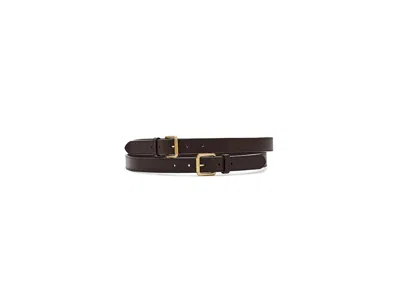 Ralph Lauren Leather Double-buckle Stacked Wide Belt Belts Chestnut Brown: Xl (40" Waist)