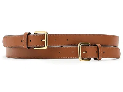 Ralph Lauren Leather Double-buckle Stacked Wide Belt Belts Lauren Tan: Lg (37" Waist) In Brown