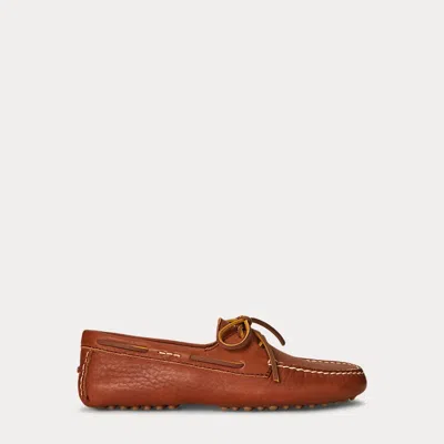 Ralph Lauren Leather Driver In Brown