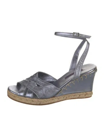 Pre-owned Ralph Lauren Leather Espadrilles In Blue
