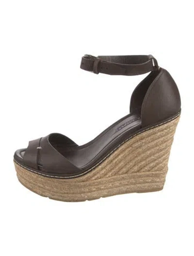 Pre-owned Ralph Lauren Leather Espadrilles In Brown