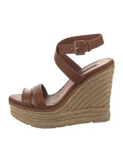 Pre-owned Ralph Lauren Leather Espadrilles In Brown