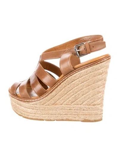 Pre-owned Ralph Lauren Leather Espadrilles In Brown
