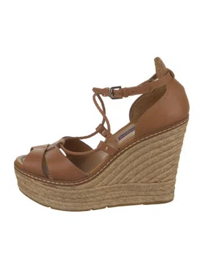 Pre-owned Ralph Lauren Leather Espadrilles In Brown