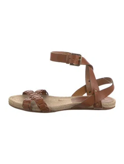 Pre-owned Ralph Lauren Leather Espadrilles In Brown