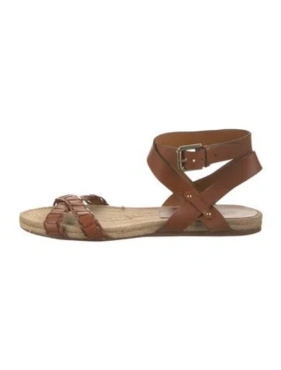 Pre-owned Ralph Lauren Leather Espadrilles In Brown