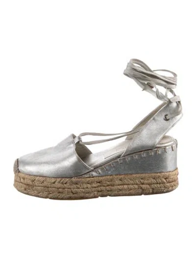 Pre-owned Ralph Lauren Leather Espadrilles In Grey/neutrals