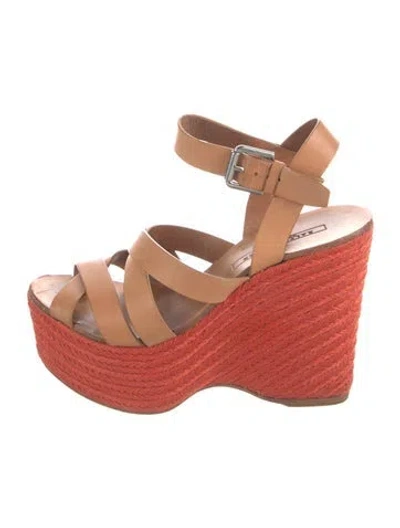 Pre-owned Ralph Lauren Leather Espadrilles In Orange