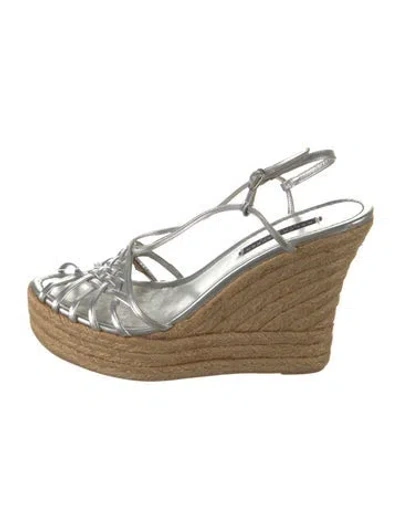 Pre-owned Ralph Lauren Leather Espadrilles In White