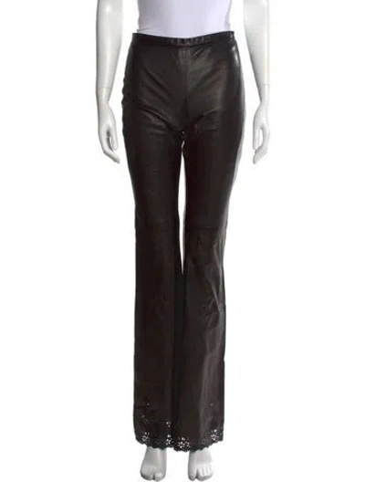 Pre-owned Ralph Lauren Leather Flared Pants In Black