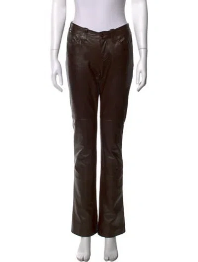 Pre-owned Ralph Lauren Leather Flared Pants In Brown