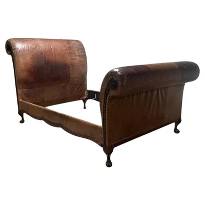 Pre-owned Ralph Lauren Leather Full Bed Frame In Black