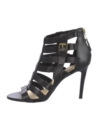 Pre-owned Ralph Lauren Leather Gladiator Sandals In Black