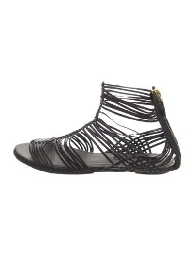 Pre-owned Ralph Lauren Leather Gladiator Sandals In Black