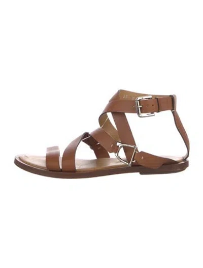 Pre-owned Ralph Lauren Leather Gladiator Sandals In Brown