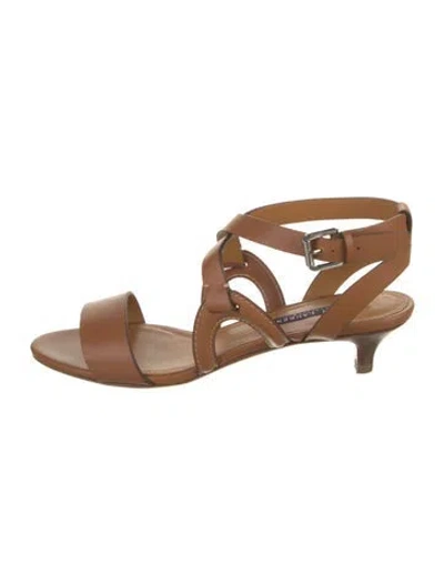 Pre-owned Ralph Lauren Leather Gladiator Sandals In Brown