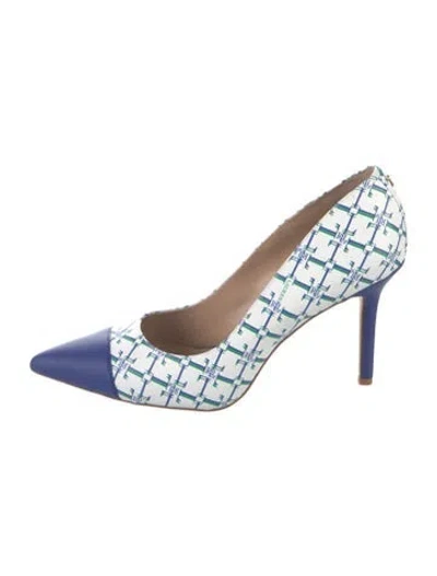 Pre-owned Ralph Lauren Leather Graphic Print Pumps In Blue