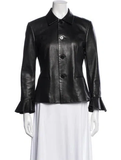 Pre-owned Ralph Lauren Leather Jacket In Black