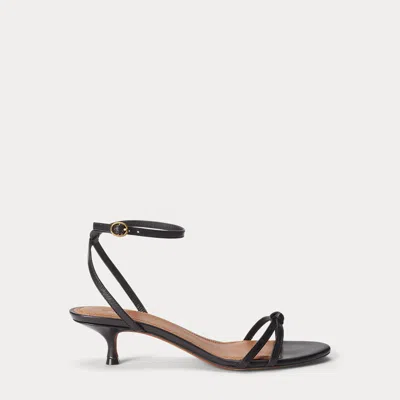 Polo Ralph Lauren Leather Kitten-heel Sandal In Black In Multi