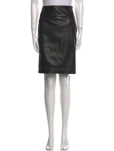Pre-owned Ralph Lauren Leather Knee-length Skirt In Black