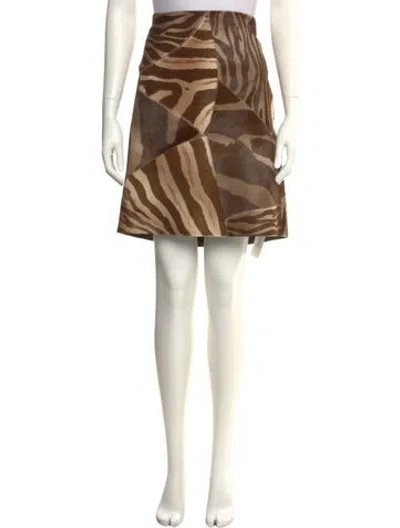 Pre-owned Ralph Lauren Leather Knee-length Skirt W/ Tags In Multi