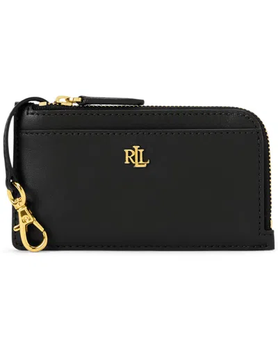 Ralph Lauren Leather L-zip Card Case Wallet In Black