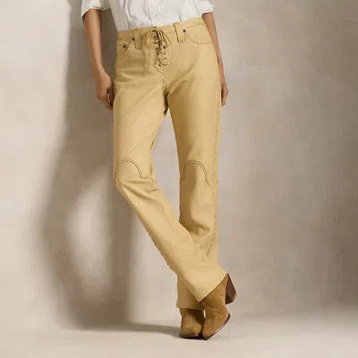 Polo Ralph Lauren Leather Lace-up Flare Pant In Butterscotch