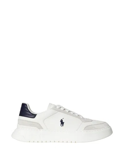 Ralph Lauren Leather Lace-up Sneakers With Logo In Multi