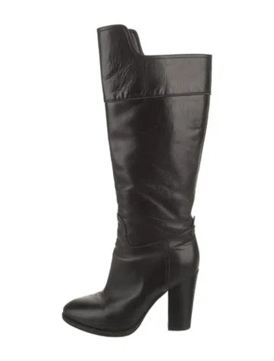 Pre-owned Ralph Lauren Leather Lace-up Boots In Black