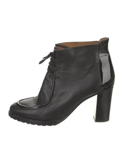 Pre-owned Ralph Lauren Leather Lace-up Boots In Black