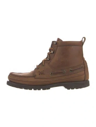 Pre-owned Ralph Lauren Leather Lace-up Boots In Brown