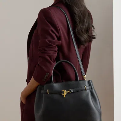 Ralph Lauren Leather Large Blaike Satchel In Black