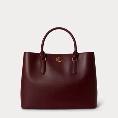 Ralph Lauren Leather Large Marcy Satchel In Dark Garnet