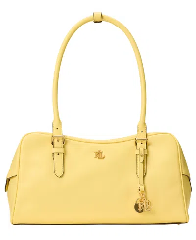 Ralph Lauren Leather Large Marcy Zip Satchel Bag In Yellow