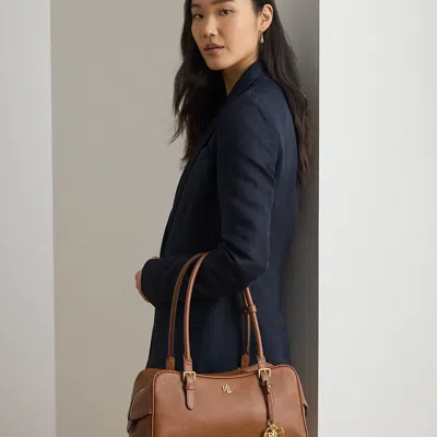 Ralph Lauren Leather Large Marcy Zip Satchel In Lauren Tan In Brown