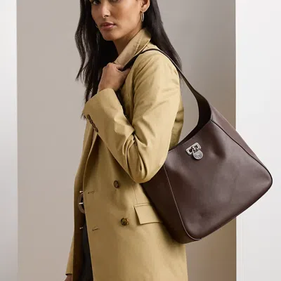Ralph Lauren Leather Large Tanner Shoulder Bag In Brown