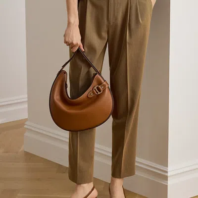 Ralph Lauren Leather Large Tasha Shoulder Bag In Brown